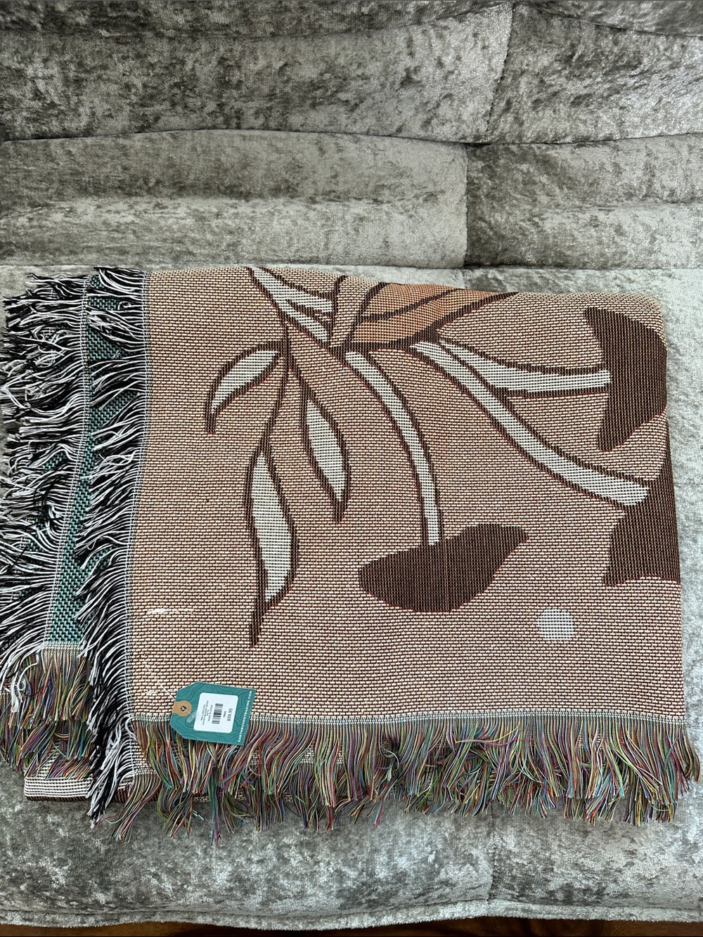 NWT Earthbound Trading Company Reversible Moth Mushroom Blanket - Picture 6 of 11